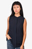 Vince Navy Silk Button Up Sleeveless Top Size M