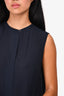 Vince Navy Silk Button Up Sleeveless Top Size M