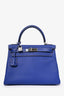 Hermès 2012 Electric Blue Epsom Leather Retourne Kelly 28 with Strap