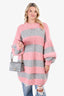 I Love Mr. Mittens Pink/Grey Stripe Wool Oversized Sweater O/S