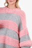 I Love Mr. Mittens Pink/Grey Stripe Wool Oversized Sweater O/S