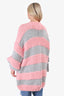 I Love Mr. Mittens Pink/Grey Stripe Wool Oversized Sweater O/S