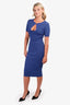 Versace Blue/Black La Grace Keyhole Midi Dress 44