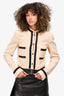 Pre-Loved Chanel™ 2002 Beige/Black Wool Buttoned Jacket Size 38