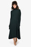 Celine Green/Black Wool Ribbed Maxi Dress Size XS