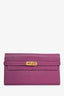 Hermès 2017 Purple Chevre Mysore Leather Long Kelly Wallet