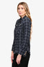 Balmain Navy Blue Tweed Fringe Button-Up Top Size 36