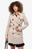 Burberry Light Beige Mid Length Double Breasted Trench Coat with Belt Size 8 US