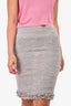 Pre-Loved Chanel™ 2004 Grey/Purple Tweed CC Pencil Skirt Size 38 (As Is)