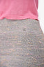 Pre-Loved Chanel™ 2004 Grey/Purple Tweed CC Pencil Skirt Size 38 (As Is)