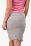 Pre-Loved Chanel™ 2004 Grey/Purple Tweed CC Pencil Skirt Size 38 (As Is)