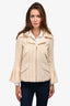 Pre-Loved Chanel™ Cream Pleated Bell Sleeve Zip-Up Jacket Size 38