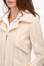 Pre-Loved Chanel™ Cream Pleated Bell Sleeve Zip-Up Jacket Size 38