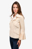 Pre-Loved Chanel™ Cream Pleated Bell Sleeve Zip-Up Jacket Size 38