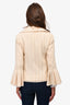 Pre-Loved Chanel™ Cream Pleated Bell Sleeve Zip-Up Jacket Size 38