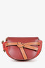 Loewe Burgundy/Brown Leather Mini 'Gate' Crossbody Bag