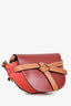 Loewe Burgundy/Brown Leather Mini 'Gate' Crossbody Bag