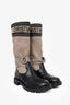 Christian Dior Grey Canvas/Black Leather Lug Boots Size 38