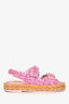 Pre-Loved Chanel™ Pink Tweed CC Dad Sandals Size 35.5