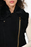 Burberry Black Suede/Shearling Vest Jacket Size 6 US