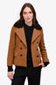 Burberry Brit Brown Wool Shearling Collared Jacket Size 4 US