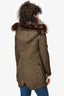 Burberry Brit Green Quilted Shearling/Fur Decorated Coat Size XS