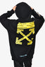 Off-White Black/Yellow Logo Printed Hoodie Size L