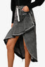 Off-White Grey Denim Washed Asymmetrical Skirt Size 38