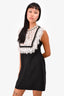 Self-Portrait Black Sleeveless Mini Dress With White Lace Crystal Embellished Front Size 4