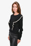 Chloe Black/White Trim Cashmere/Cotton Ruffle Sweater Size S