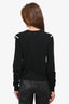 Chloe Black/White Trim Cashmere/Cotton Ruffle Sweater Size S