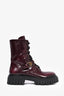 Versace Burgundy Patent Leather Combat Boots Size 39.5