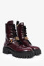 Versace Burgundy Patent Leather Combat Boots Size 39.5