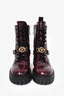 Versace Burgundy Patent Leather Combat Boots Size 39.5