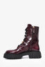 Versace Burgundy Patent Leather Combat Boots Size 39.5