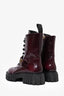 Versace Burgundy Patent Leather Combat Boots Size 39.5