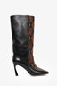 Jimmy Choo Black/Brown Snakeskin Leather Heeled Square Toe Boots Size 38