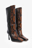 Jimmy Choo Black/Brown Snakeskin Leather Heeled Square Toe Boots Size 38