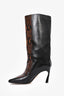 Jimmy Choo Black/Brown Snakeskin Leather Heeled Square Toe Boots Size 38