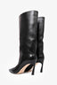 Jimmy Choo Black/Brown Snakeskin Leather Heeled Square Toe Boots Size 38