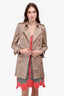 Burberry London Beige Satin Sheen Trench Coat Size 8