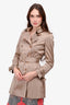 Burberry London Beige Satin Sheen Trench Coat Size 8