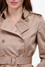 Burberry London Beige Satin Sheen Trench Coat Size 8