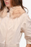 Louis Vuitton Silk Cream Fur Collar Coat Size 38