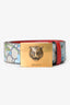 Gucci Navy Leather GG Supreme Floral Printed Belt Size 80/32