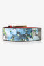 Gucci Navy Leather GG Supreme Floral Printed Belt Size 80/32