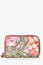 Gucci Pink GG Supreme Blooms Printed Zip Around Card Holder