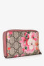 Gucci Pink GG Supreme Blooms Printed Zip Around Card Holder