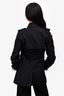 Burberry London Black Double Breasted Trench Coat with Belt Size 2