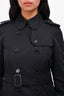 Burberry London Black Double Breasted Trench Coat with Belt Size 2